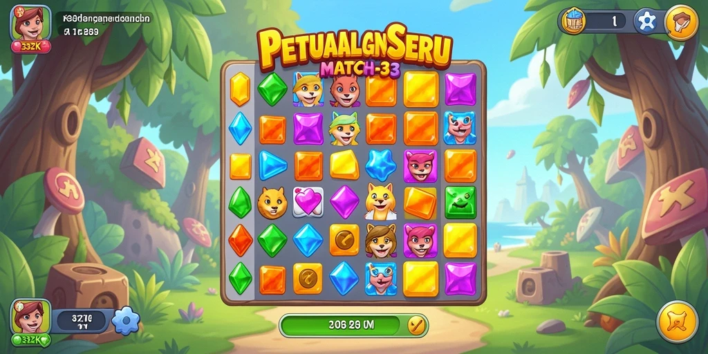 Screenshot gameplay 33ZK menampilkan aksi mencocokkan yang cepat dan menarik.