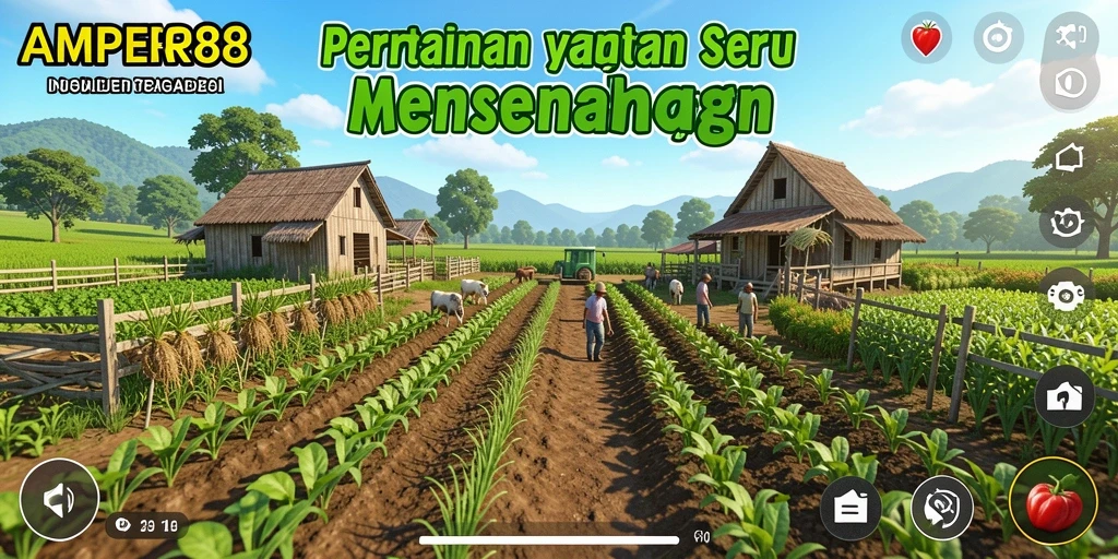 Tampilan gameplay AMPER88 yang menarik saat bertani dan merawat hewan.