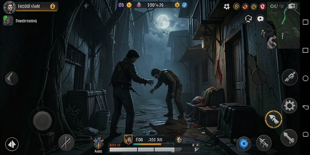 Screenshot gameplay F08 menampilkan pemain menghadapi kegelapan yang menyeramkan.