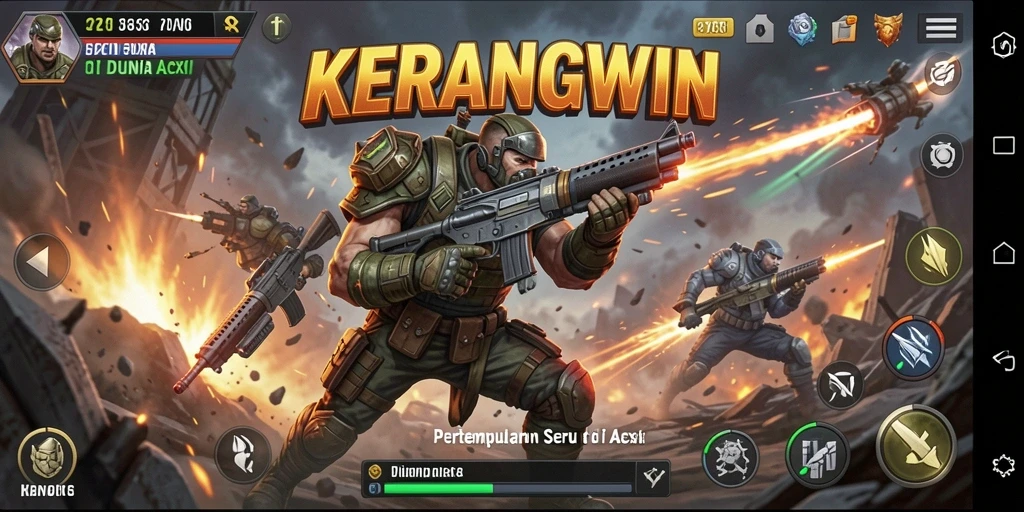 Tampilan gameplay KERANGWIN yang menegangkan dan penuh aksi.