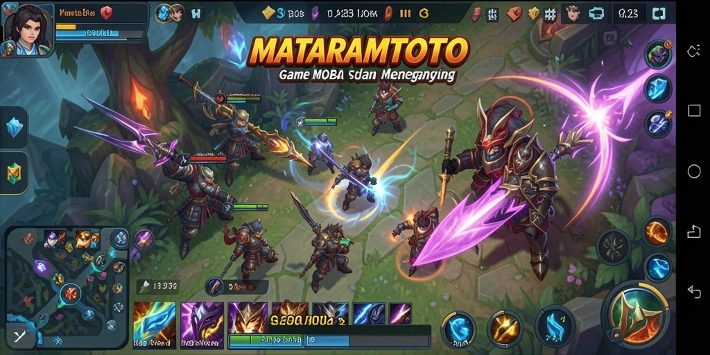 Tangkapan layar menampilkan aksi seru dalam game MOBA.