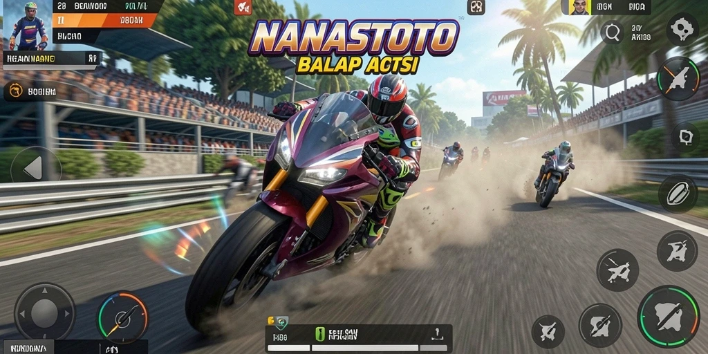 Tampilan menarik dari gameplay balap motor di NANASTOTO.