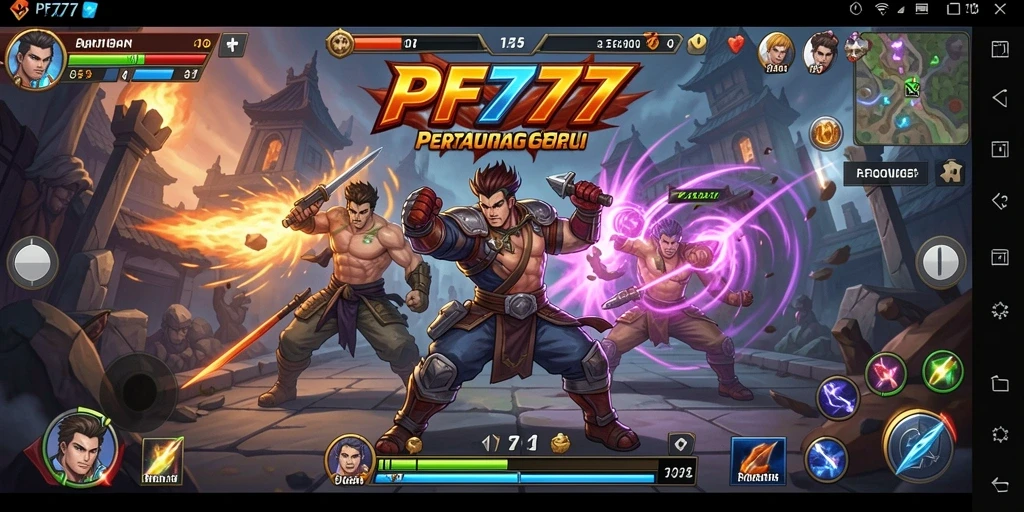 Tampilan gameplay pertarungan yang intens dan mendebarkan di PF777.