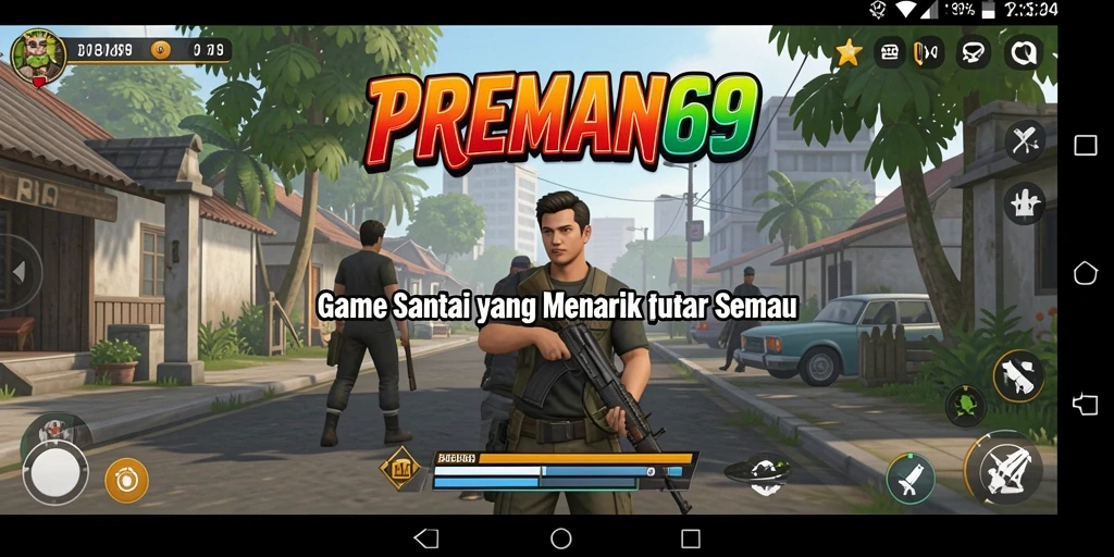 Tampilan seru gameplay PREMAN69 yang penuh warna.