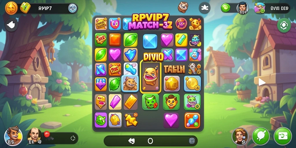 Tampilan gameplay RPVIP7 yang seru dan penuh warna dalam genre Match-3.