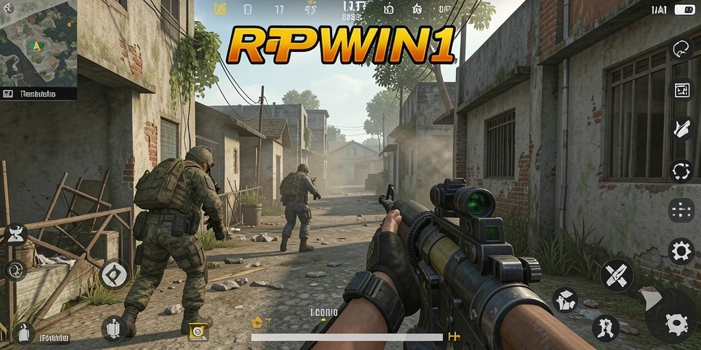 Screenshot gameplay dari RPWIN1 menunjukkan aksi tembak-menembak yang intens.