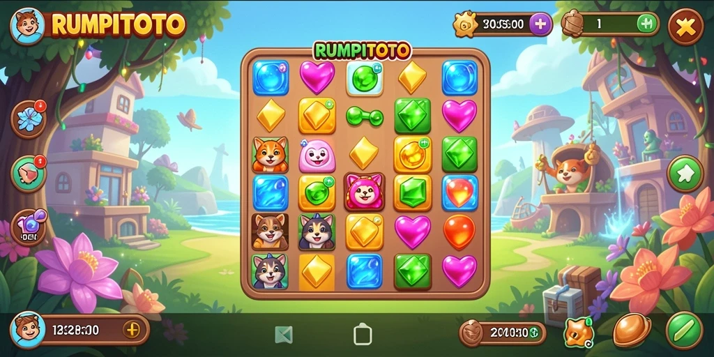 Tampilan gameplay seru RUMPITOTO dengan grafis menarik.
