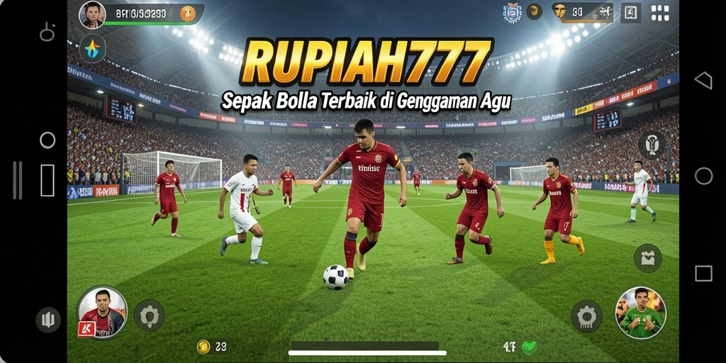 Screenshot gameplay RUPIAH777 menampilkan pertandingan sepak bola yang mendebarkan.