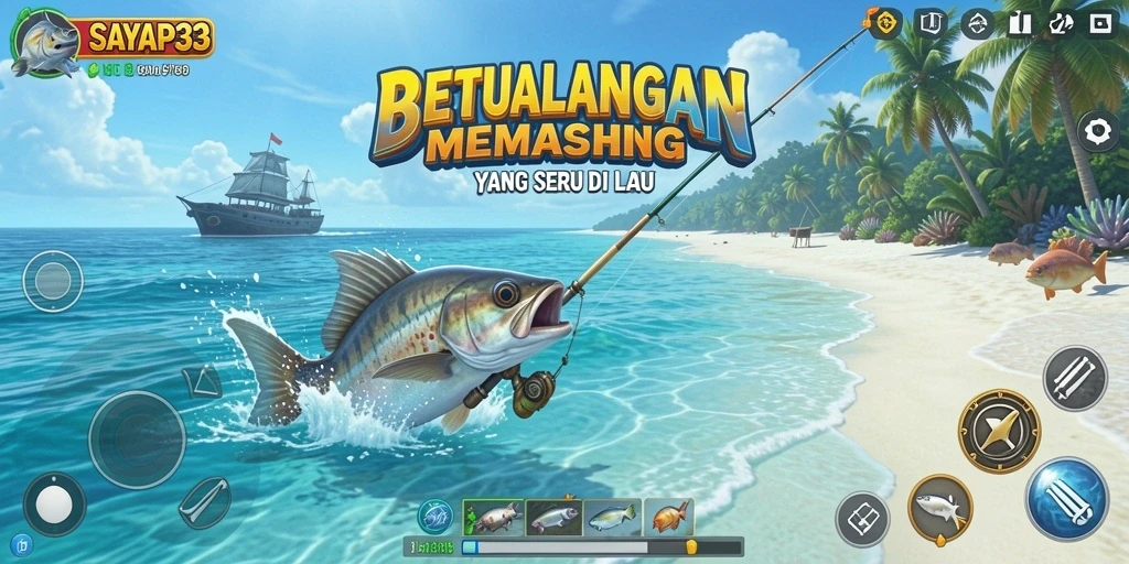 Screenshot utama <strong>SAYAP33</strong> menampilkan gameplay memancing yang menakjubkan.