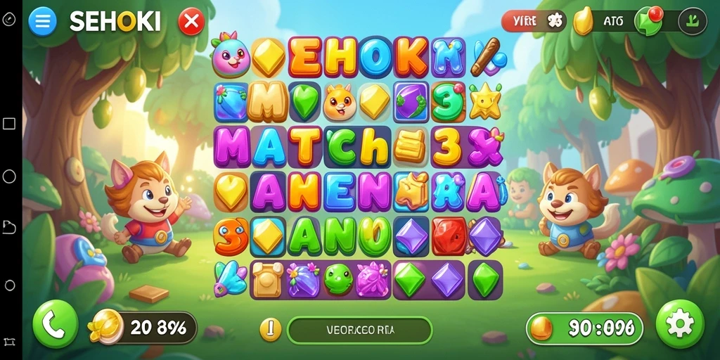 Tampilkan gameplay seru dari SEHOKI yang penuh tantangan Match-3.