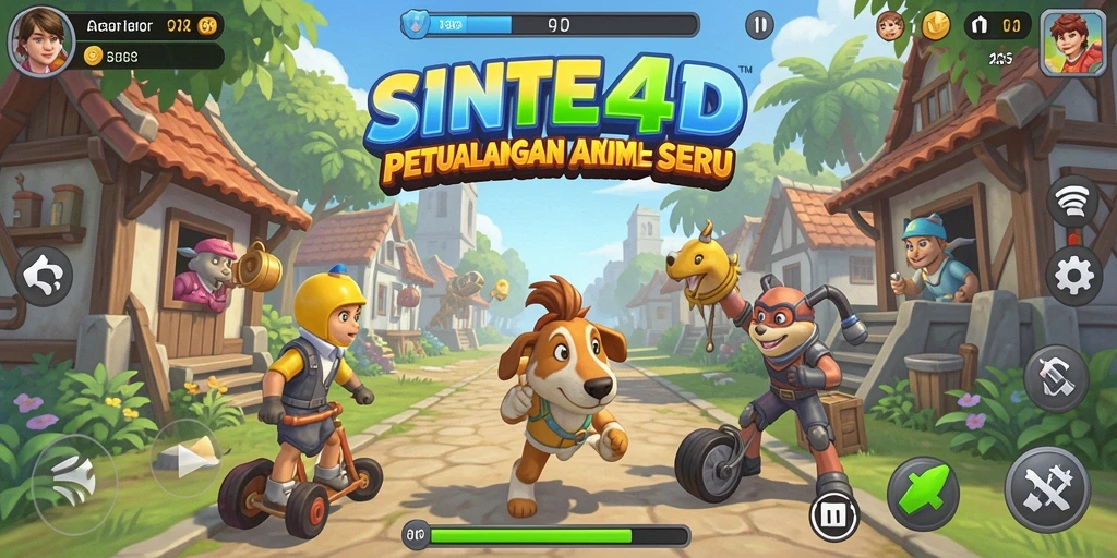 Tangkapan layar utama SINTE4D menampilkan aksi seru saat bermain.
