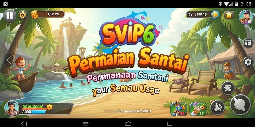 Tampilan gameplay SVIP6 yang ceria dan interaktif.