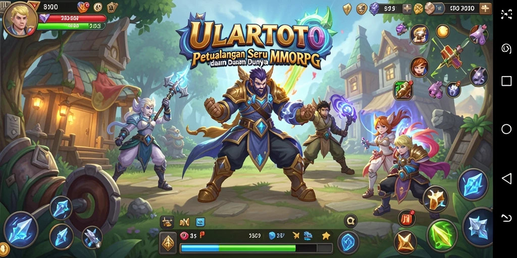 Screenshot gameplay ULARTOTO menunjukkan aksi pertarungan di dunia yang kaya dan berwarna.