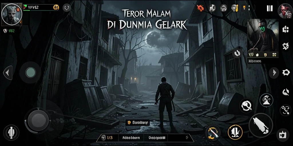 Screenshot gameplay VV62 menampilkan suasana Horror yang mencekam.